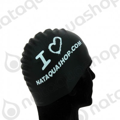I LOVE NATAQUA - SILICONE SUEDE CAP black/white