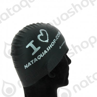 I LOVE NATAQUA - SILICONE SUEDE CAP black-silver