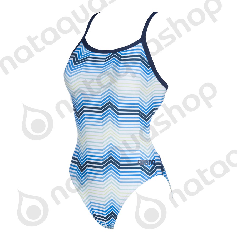 W Multicolor Stripes Challenge Back One Piece Navy Multi Arena Swimwear