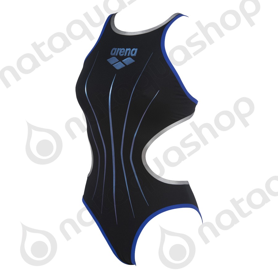 W Arena One Electric One Piece Black Neon Blue Silver Arena Swimwear