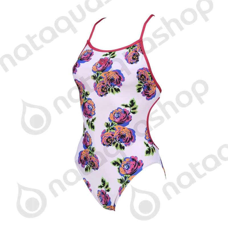 W Roses Lace Back One Piece Freak Rose White Multi Arena Swimwear
