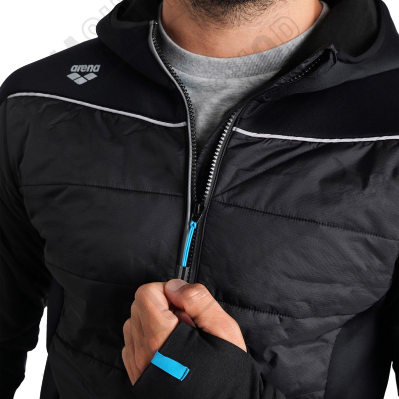 TEAM HOODED F/Z HALF-QUILTED JACKET - UNISEXE Noir ARENA - TEXTILE