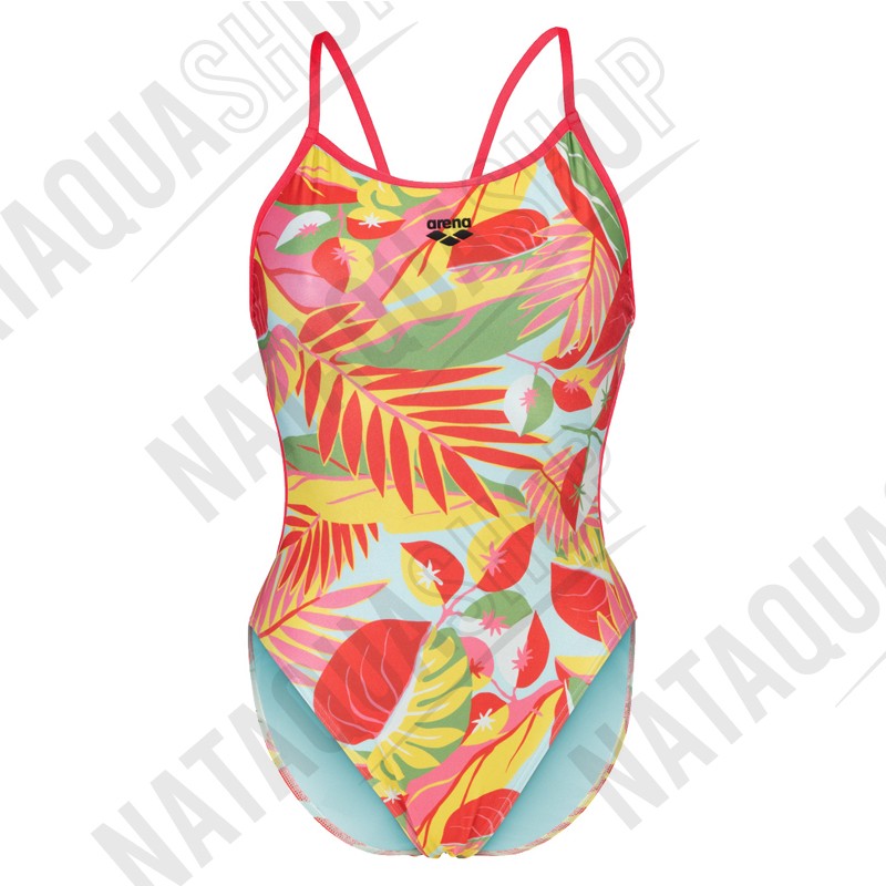 W ARENA TROPIC SWIMSUIT LACE BACK Rouge multi ARENA MAILLOT COMBI
