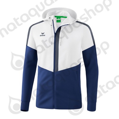 VESTE D'ENTRAINEMENT A CAPUCHE SQUAD - ADULTE blanc/new navy/slate grey