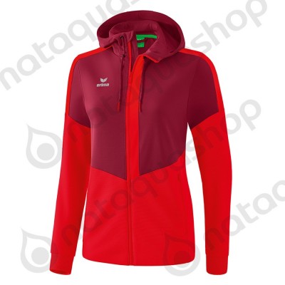 VESTE D'ENTRAINEMENT A CAPUCHE SQUAD - FEMME bordeaux/rouge