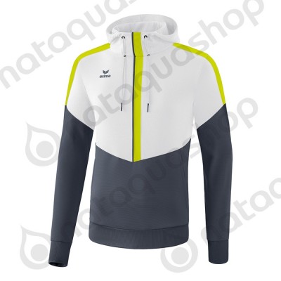 SWEAT A CAPUCHE SQUAD - JUNIOR blanc/slate grey/bio lime