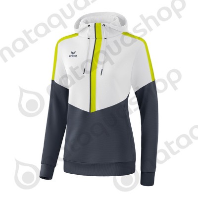 SWEAT A CAPUCHE SQUAD - FEMME blanc/slate grey/bio lime