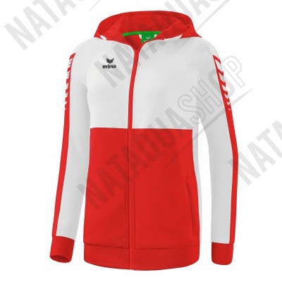 VESTE D'ENTRAINEMENT SIX WINGS A CAPUCHE - FEMME Rouge/blanc