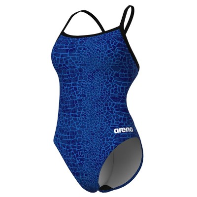 ARENA SNAKESKIN SWIMSUIT CHALLENGE BACK Blue
