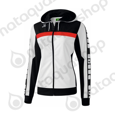 VESTE D ENTRAINEMENT A CAPUCHE 5-CUBES - FEMMES blanc/noir/rouge