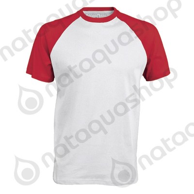 TEE-SHIRT BASE BALL BICOLORE - KB330 Blanc/Rouge