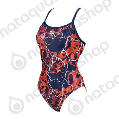 W EARTH TEXTURE CHALLENG BACK ONE PIECE Navy / Red / White
